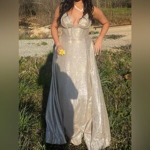 Skyla Glitter Woven Corset A-Line Formal Dress